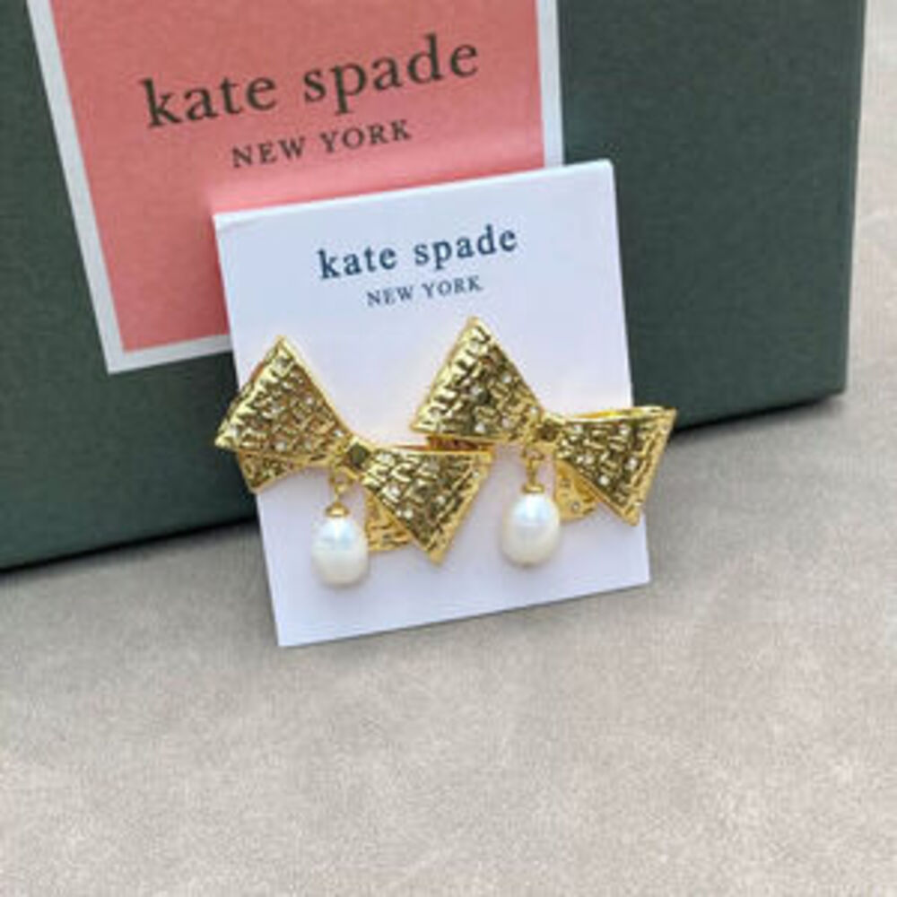 kate spade Charming Bow Rhinestone Freshwater Pearl Earrings